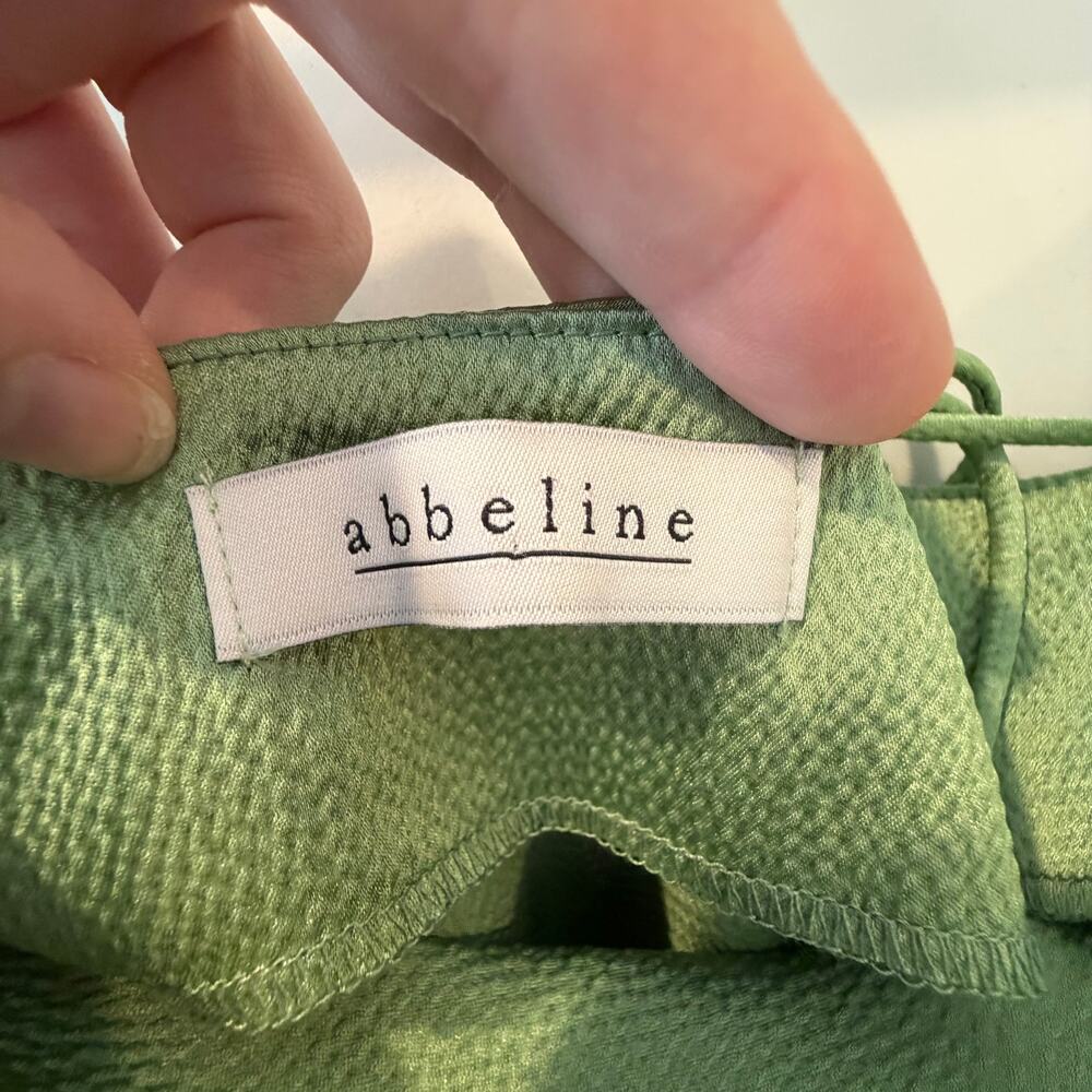 Abbeline Green Mini Slip Dress Cowl Neck Semi-adjustable Fun Flirty Date Night - Picture 3 of 8